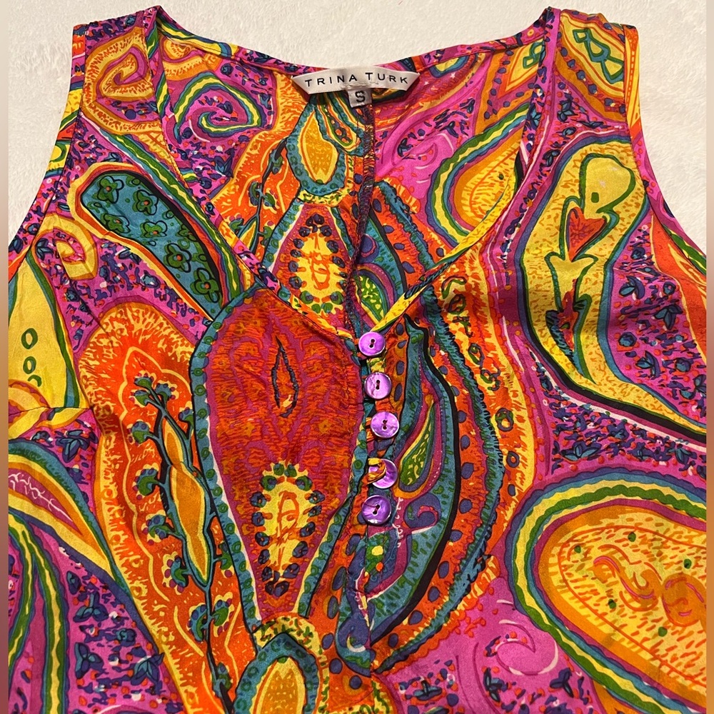 Trina Sleeveless Turk Silk Top Size S